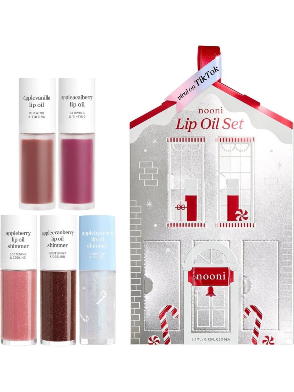 Tinted Plumping Lip Oil Set - 5 Holiday Shades for Moisturizing Lips